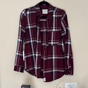Abercrombie & Fitch Maroon Checkered Shirt